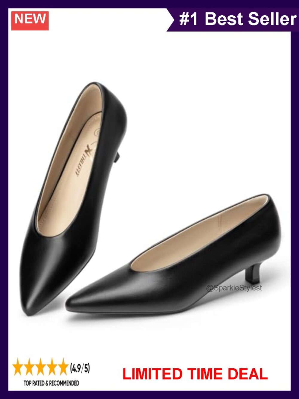 Faux Leather Kitten Heel Pointed Toe Closed Toe Dress Pumps